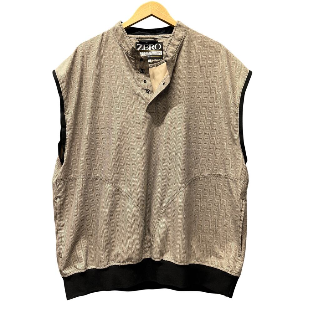Vintage Zero Restriction Golf Vest Tan Lightweight Pullover Mens XL Made in USA